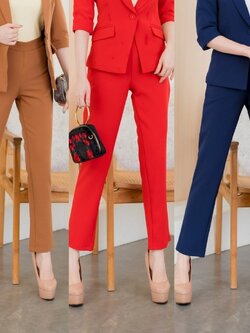 กางเกงขายาวผู้หญิง สีน้ำตาล/แดงสด/กรม Smart Pant รหัส2236-2
