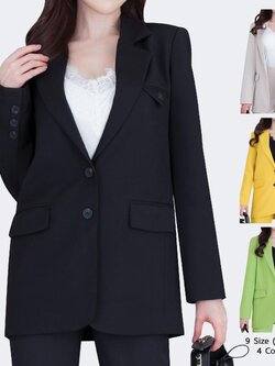 NO.2325 Milano เสื้อสูทผู้หญิงแต่งกระเป๋าอก S-6XL (เฉพาะเสื้อ) Loosely Pattern