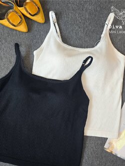 เสื้อสายเดี่ยว mini lace ลูกไม้สายปรับได้ 2สี