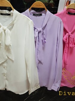 9003 KIm Shirt กระดุม ชมพู/ขาว/ม่วง (FreeSize)