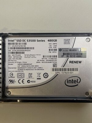 HPE 480GB SSD SATA 6G 2.5" HDD // 717968-002 / SSDSC2BB480G4P (Used) // สินค้ารับประกัน โดย บริษัท อะไหล่เซิร์ฟเวอร์ จำกัด