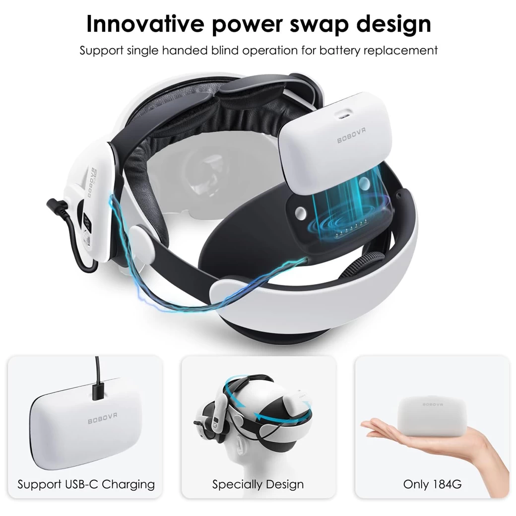 Meta Quest 3/3S : BOBOVR B100 10000mAH Battery Pack for S3 Pro