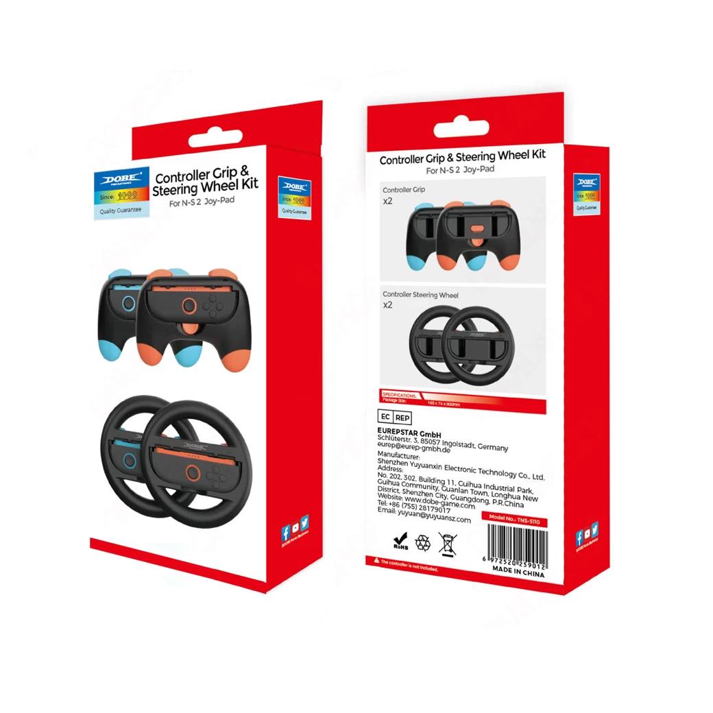 Nintendo Switch 2 : DOBE 4 IN 1 Controller Grip & Steering Wheel Kit