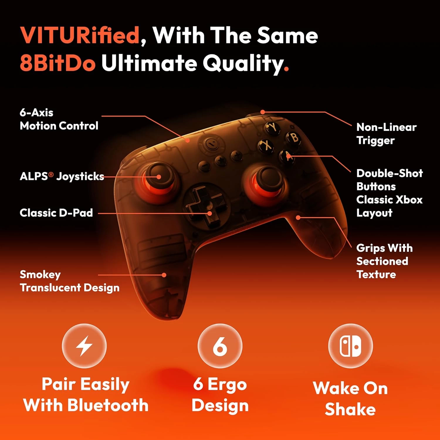 VITURE x 8BitDo Ultimate C Bluetooth Controller – เชื่อมต่อไร้สาย เล่นได้อิสระ การควบคุมที่แม่นยำ