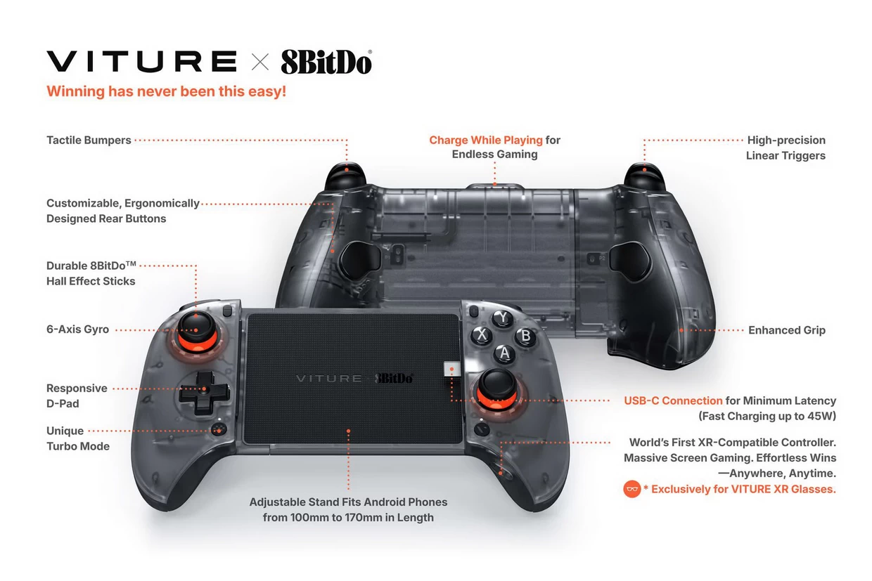 VITURE x 8BitDo Ultimate Mobile Gaming Controller – มาพร้อม Hall Effect Sticks ไร้ปัญหา Stick Drift เสถียร เล่นมันส์ ไม่มีสะดุด!